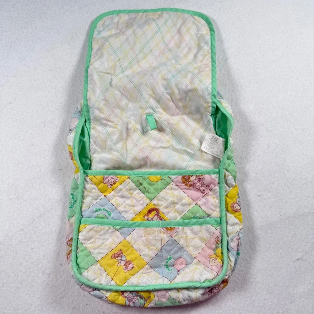 Vintage 1983 Cabbage Patch Kids Quilted Diaper Bag Tote Pastel Patchwork Green